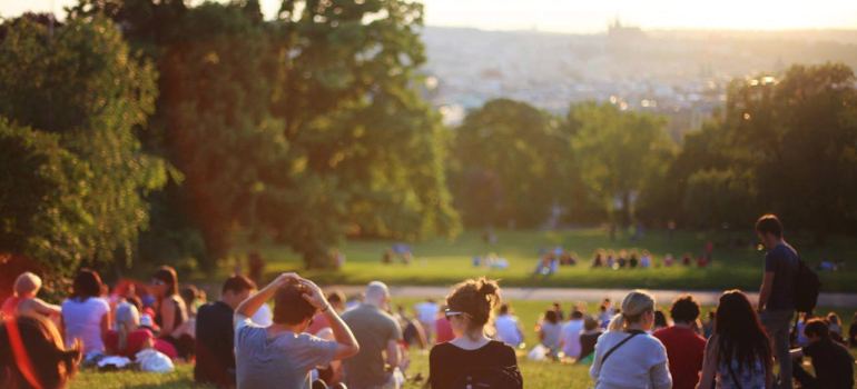 a group of people enjoying the outside