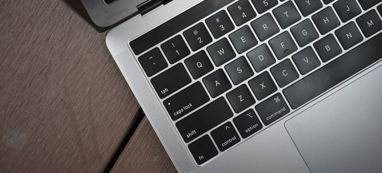 A keyboard of a laptop