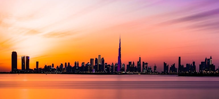 A silhouette of buildings in Dubai