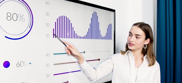 A person using numerical data to analyze the success of their plastic surgery marketing strategy