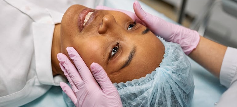 A person during an aesthetic procedure