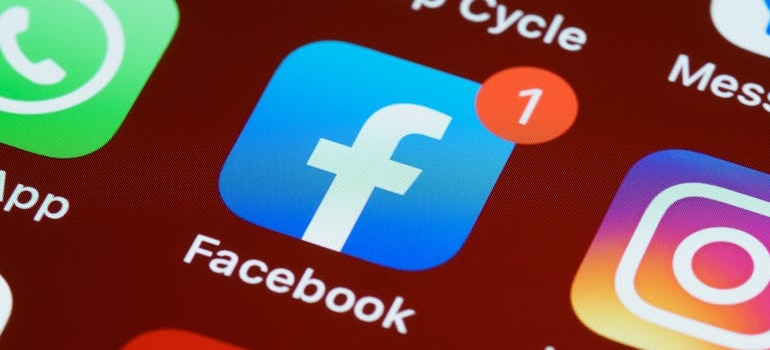 Facebook and other social media apps installed on smartphone