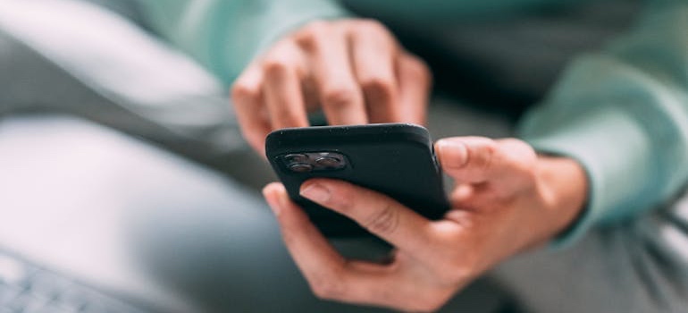 A person using a smartphone