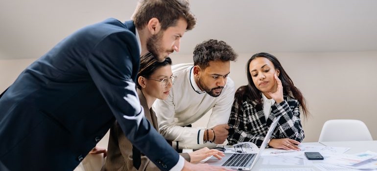 Marketing team planning a website content structure